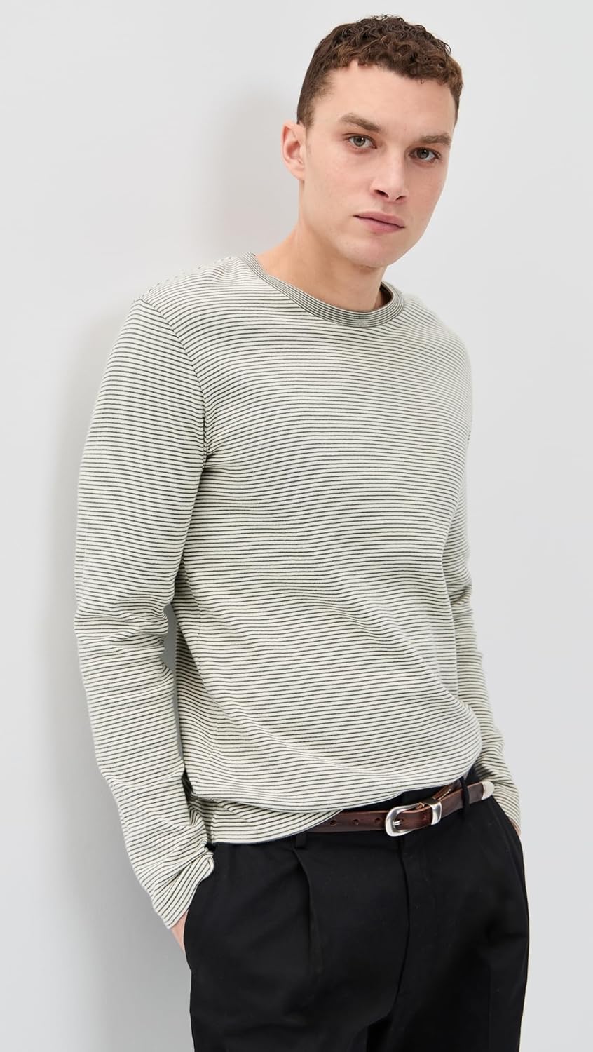 Vince Men's Striped Double Knit Crew Neck - Image 2