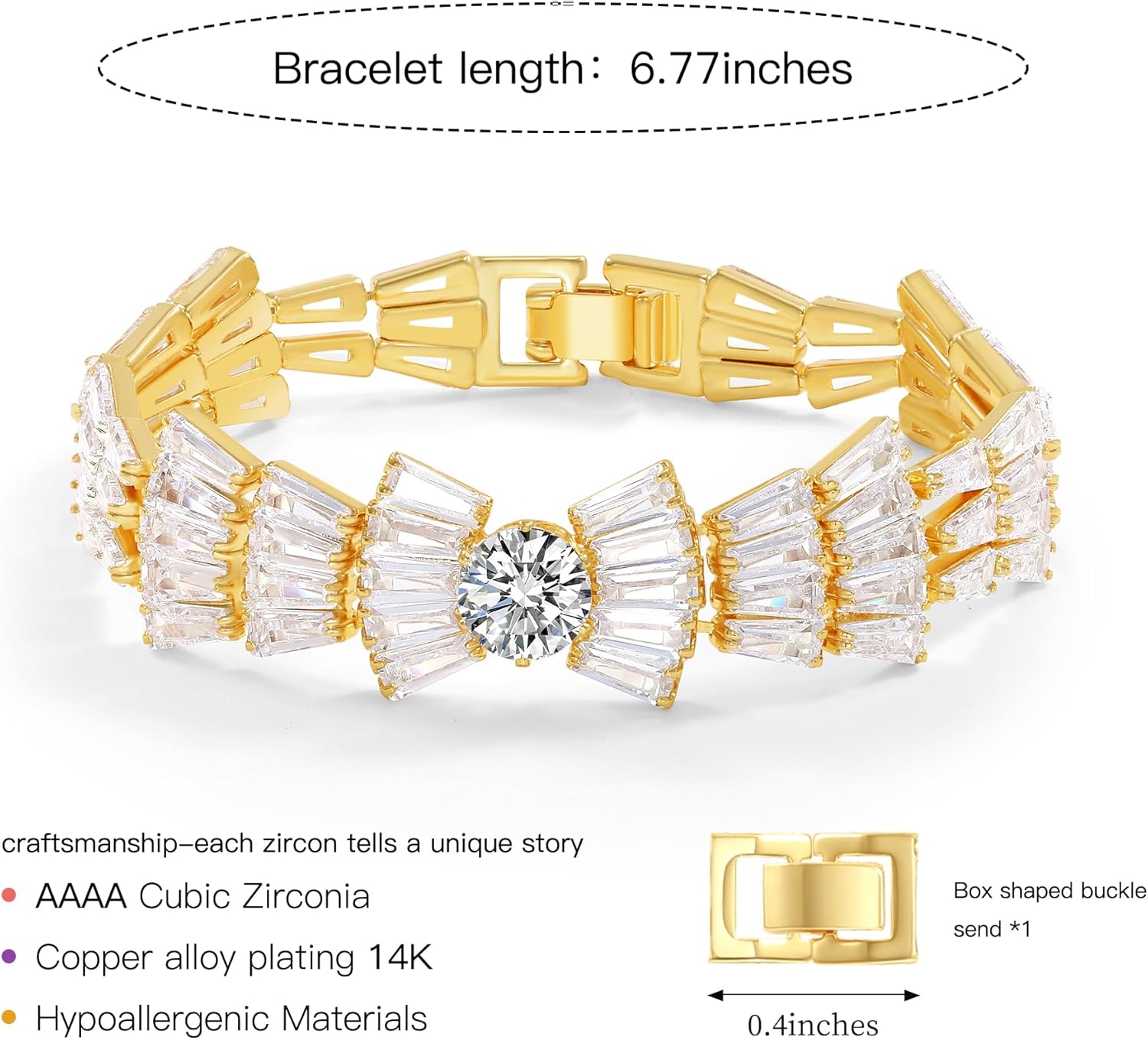 14K Gold Plated Women’s Tennis Bracelet – Sleek CZ Line Bracelet, Fits 6.0"–7.2" Wrist – Sparkly Everyday Jewelry Gift, Contemporary Tennis Bracelets for Women - Image 5
