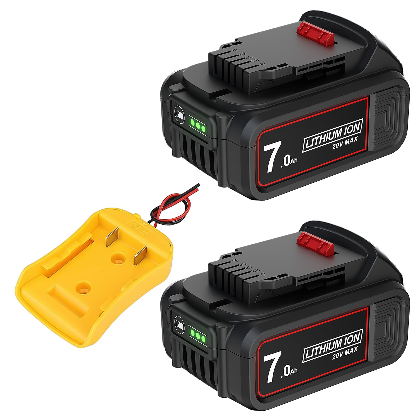 Upgraded 7.0Ah 2Packs DCB206 Battery Compatible for Dewalt 20V Max XR DCB207 DCB206 DCB204 DCB206-2 DCB200-2 DCB180 DCD985B DCB200, 20Volt Max Tools DCD/DCF/DCG Series（include Adapter for DIY）