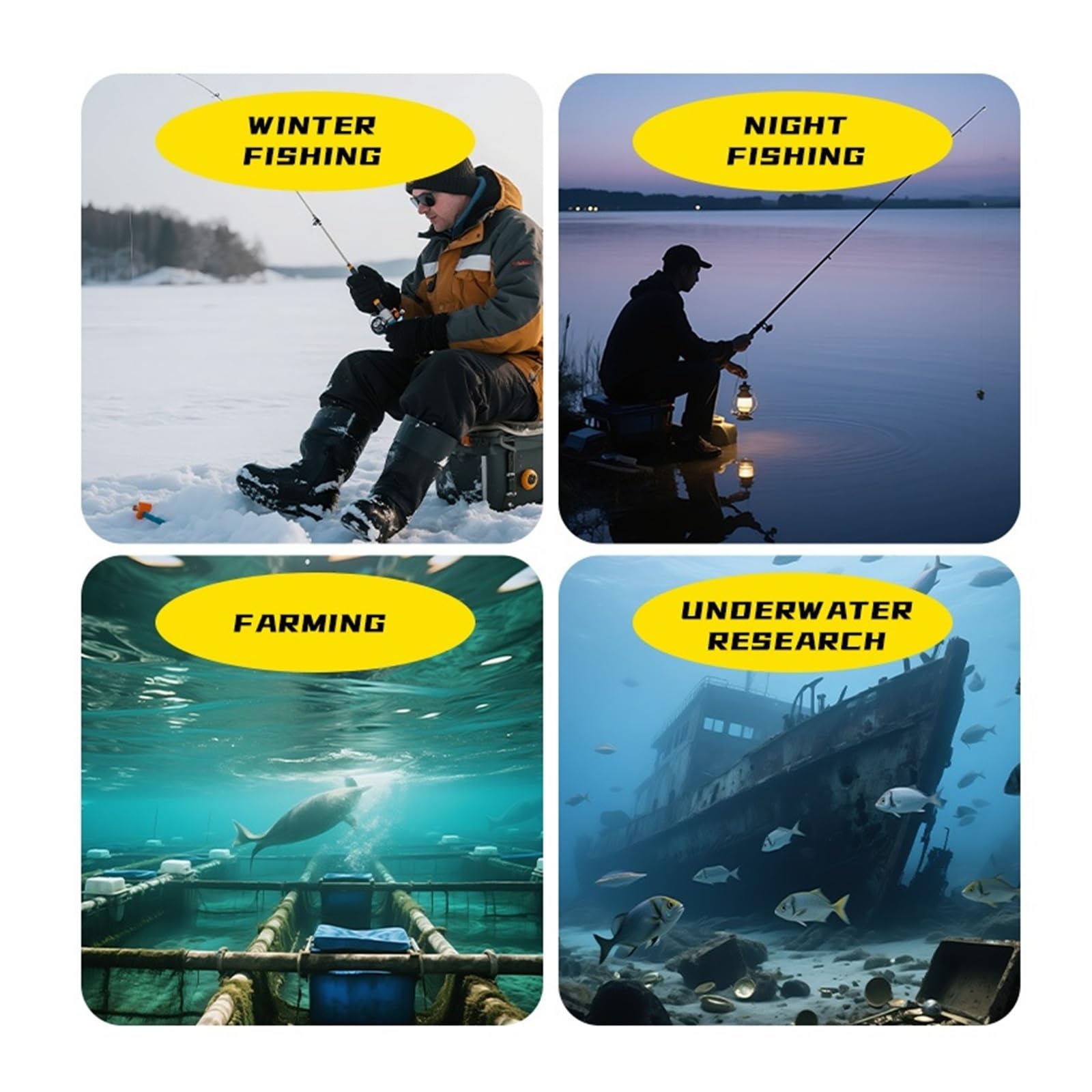 Telecamera Subacquea, Ecoscandaglio Portatile for Pesci Acqua LCD da 4,3 Pollici Fotocamera Subacquea Pesca 220° Batteria 2000 mAh 20 m