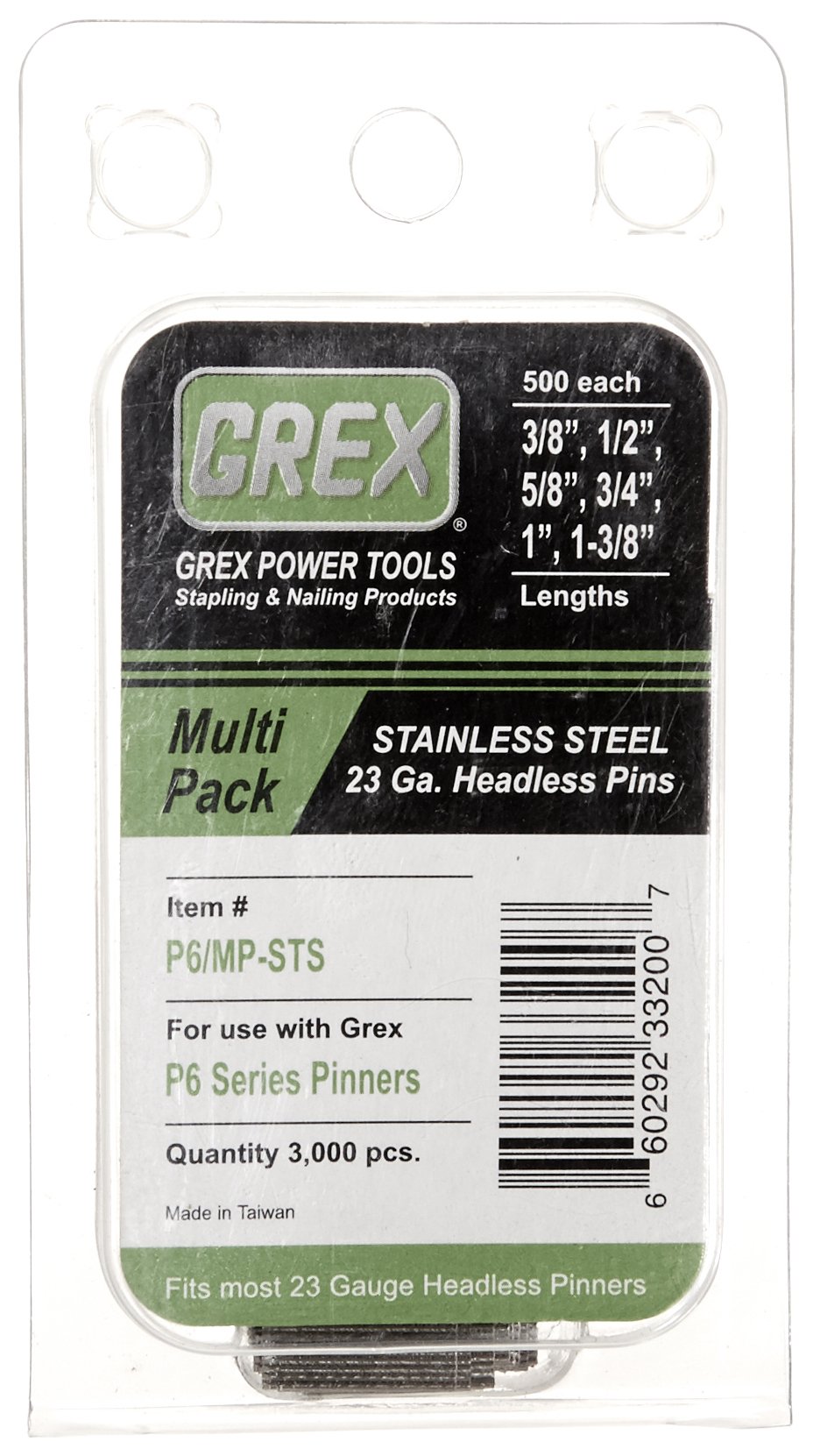 Grex Power Tools P6/MP-STS 23-Gauge Multi Pack Stainless Steel Headless Pins, Small