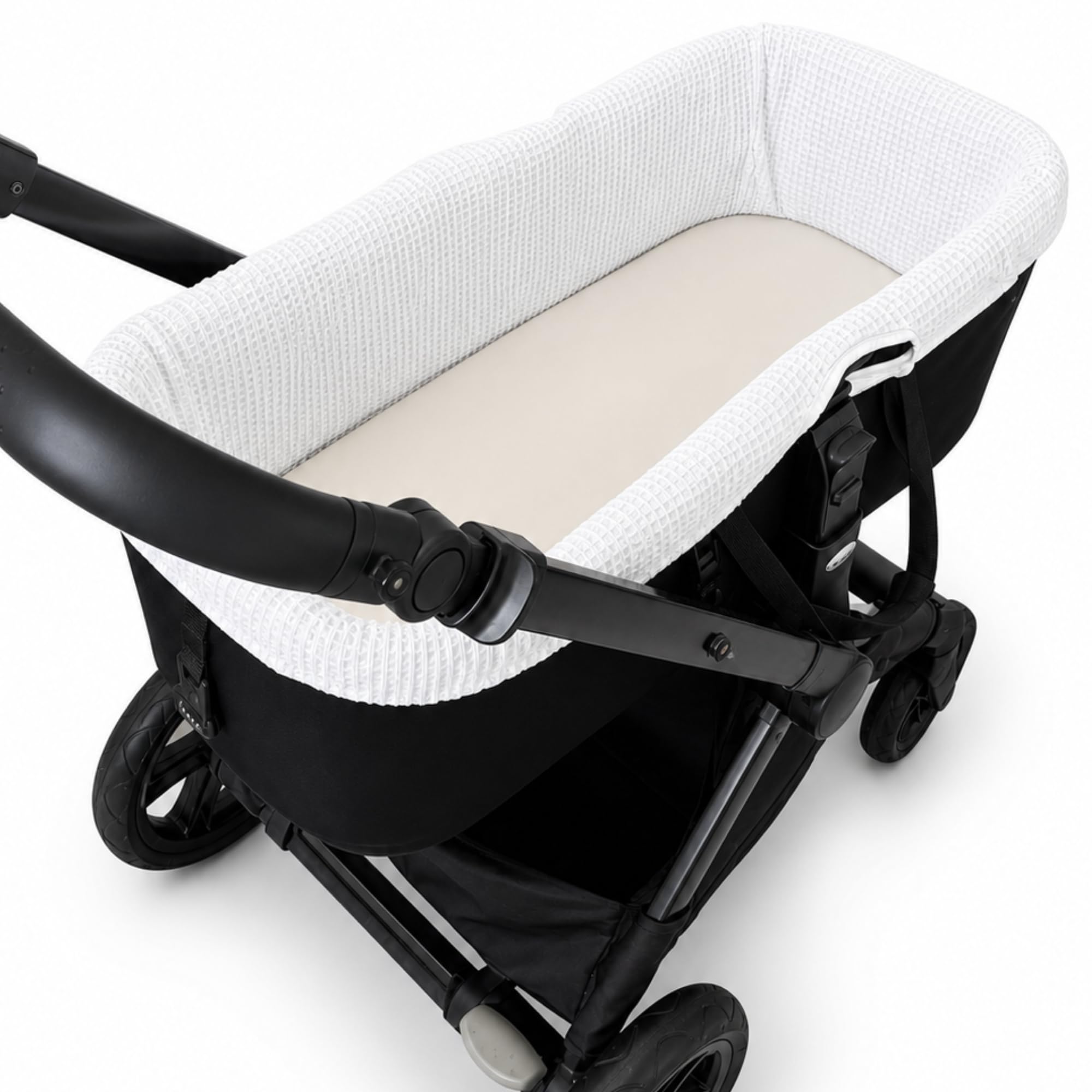 Thermikoa Housse de nacelle universelle pour bébé piqué gaufré en coton respirant Housse intérieure effet nacelle Nouveaux murs plus propres et accueillants, ajustement adaptable lavable