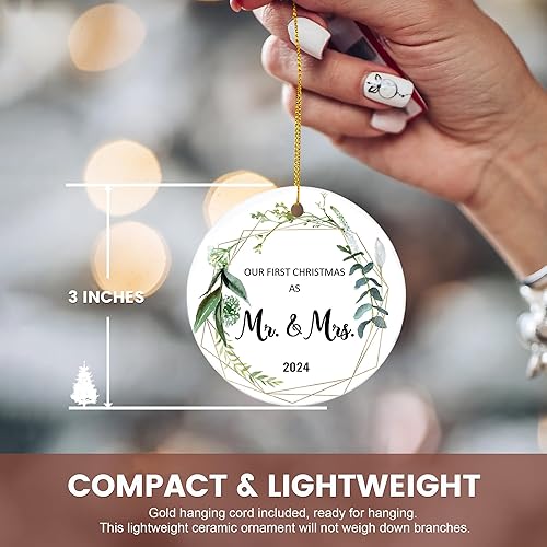 Miniatura 3 de Regalos de boda para parejas 2024 únicos 2024, adornos de cerámica para casados, primera Navidad como señor señora, regalo de despedida de soltera,