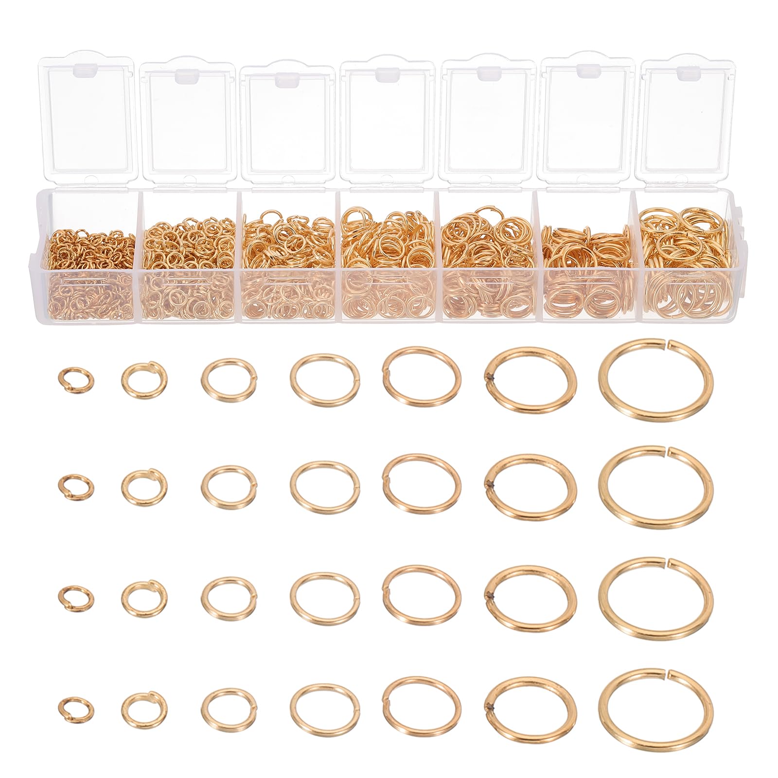 PATIKIL Jewelry Making Accessories Set, 4-10mm Open Jump Rings for Bracelet Necklace Making Findings Jewelry DIY, Light Gold