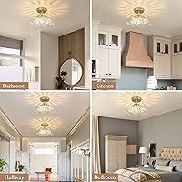 Vista 5 de Semi Flush Mount Ceiling Light,Hallway Vintage Lights Fixture Ceiling Transparent 11" E26 Vintage Light Fixtures for Closet Hallway Kitchen Dining