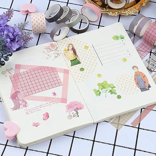 Miniatura 5 de Basic Collection - Juego de 100 rollos de cinta adhesiva de color sólido de 0.390.98 pulgadas de ancho, cinta adhesiva para decoración de arte,