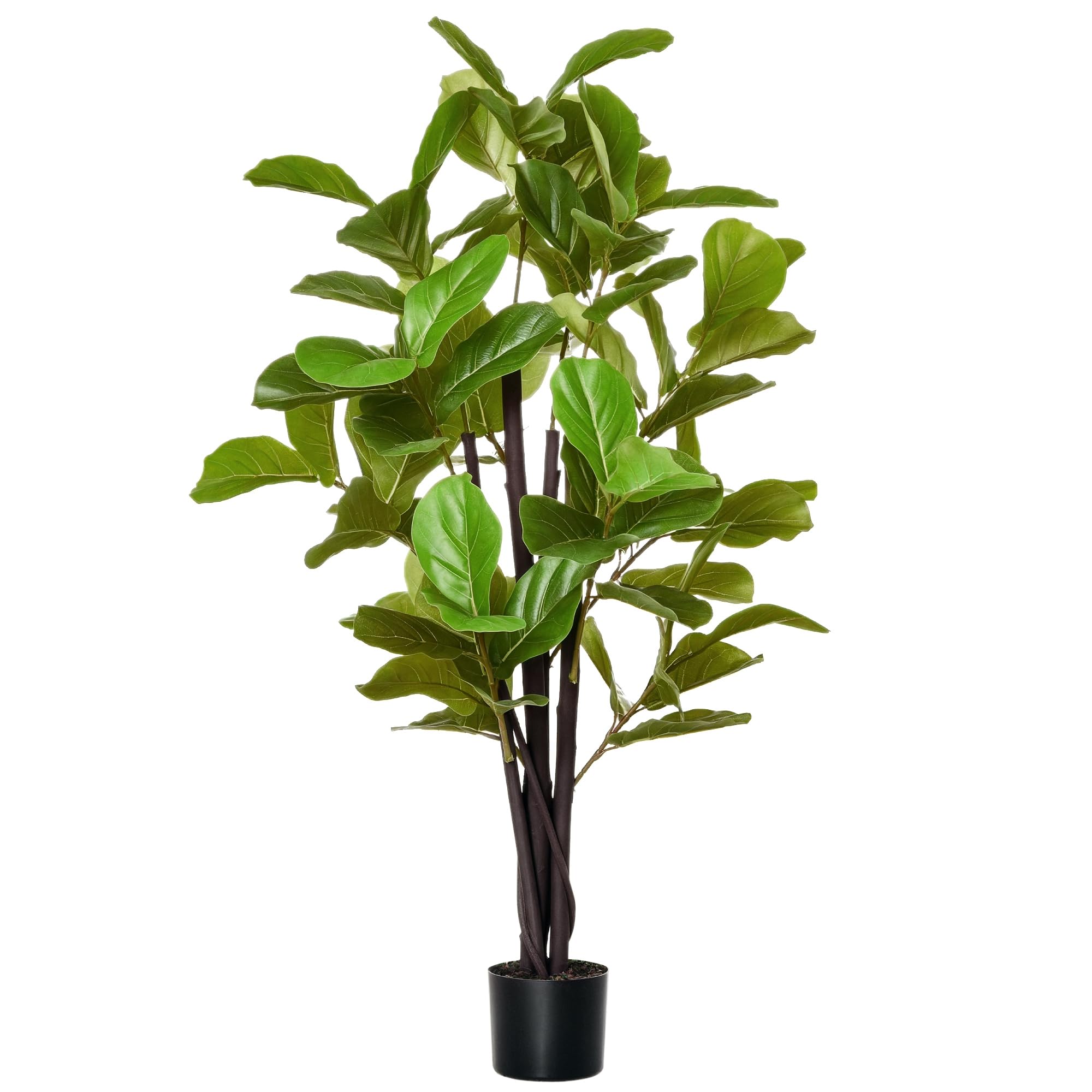 HOMCOM Ficus Artificial 130 cm Planta Artificial con Maceta Planta Artificial Decorativa para Interior y Exterior Hogar Salón Oficina Verde