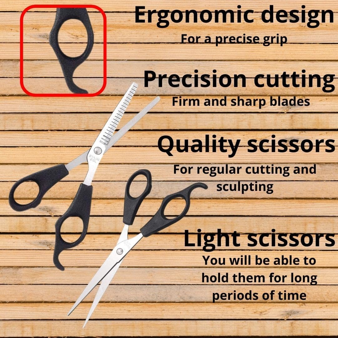 Generic Professional Hairdressing Kit 20 Pieces: Scissors, Combs, Umbrella Cape, Apron and Accessories for Barbers and Stylists, Black/Silver