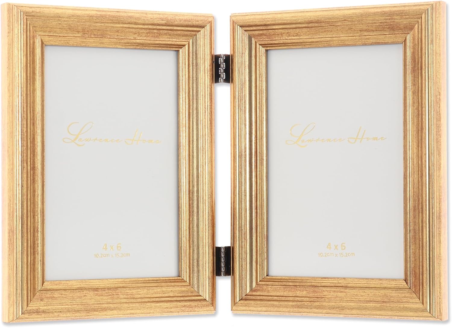 Lawrence Frames 4x6 Hinged Double Sutter Burnished Gold Picture Frame image 2