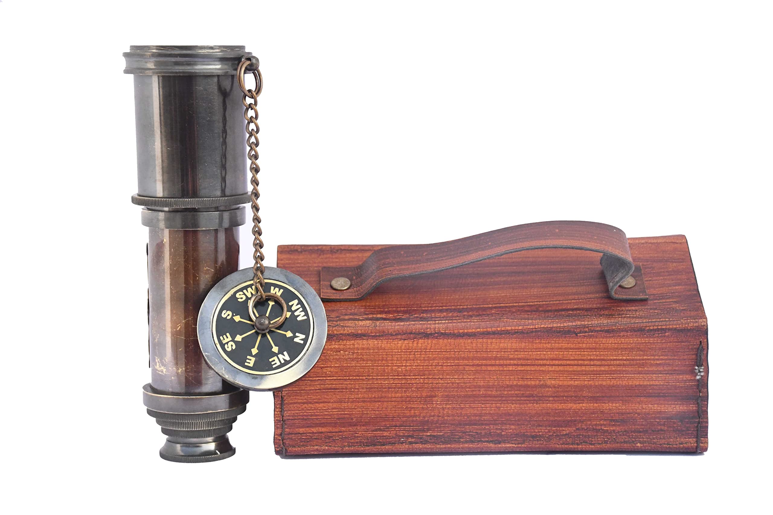 1915 London Brass Maritime 15x Vintage Piraten Spyglass Teleskop,Funktionelles Messing & klare Sicht Piraten Teleskop,Wunderbares Geschenk für Liebhaber von nautischen Dekorationen (#Schwarz)