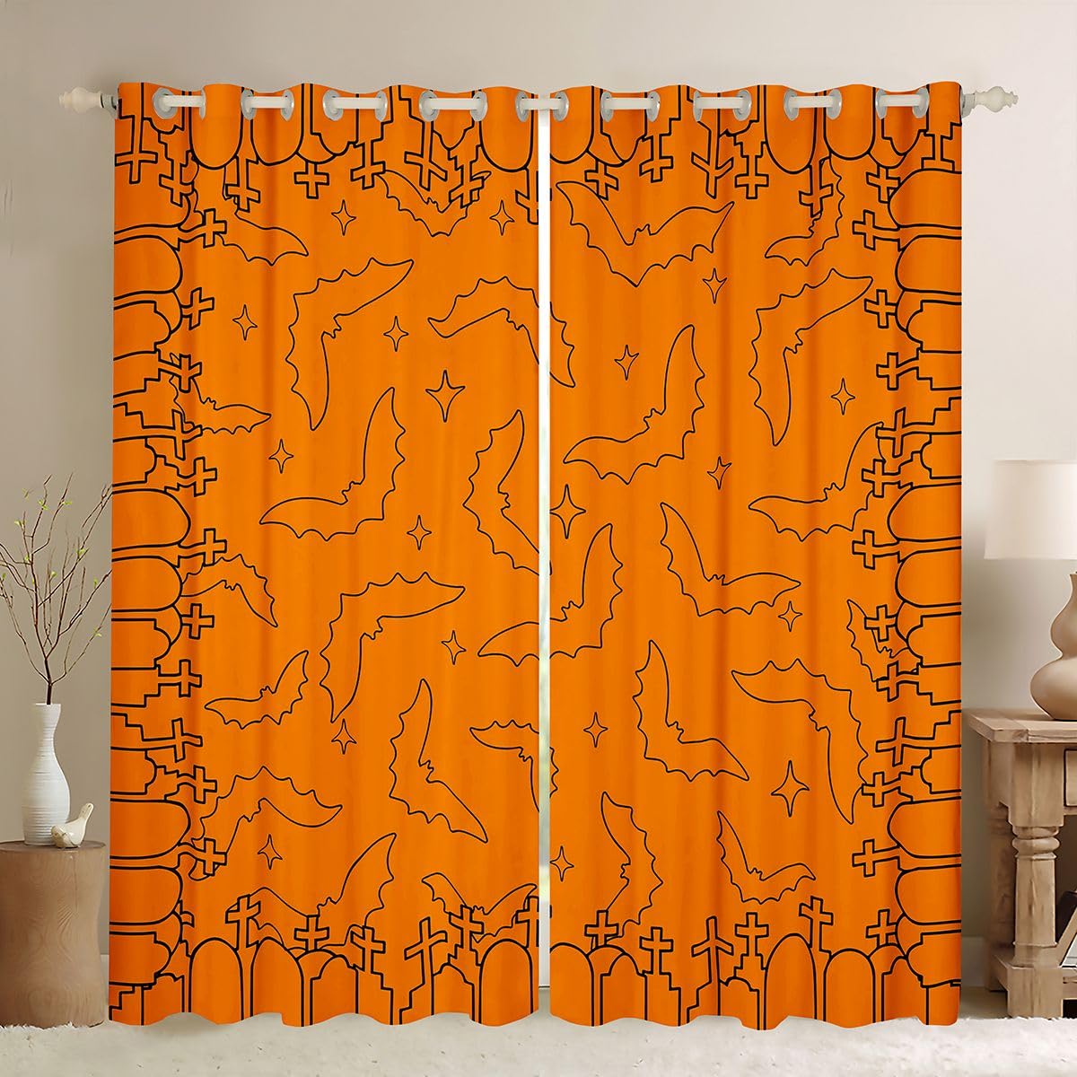 Homewish Zasłony zaciemniające z horroru 168 x 183 cm do salonu