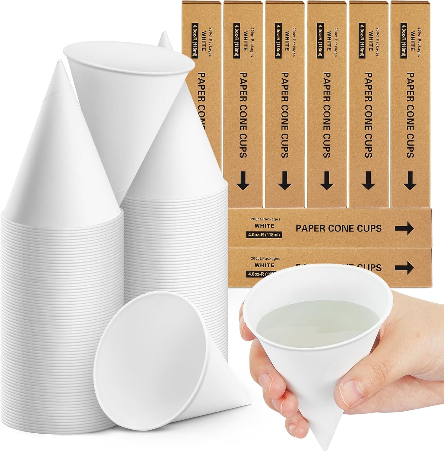 Roshtia 1600 Pcs Paper Cone Cups Thicken Cone Cups