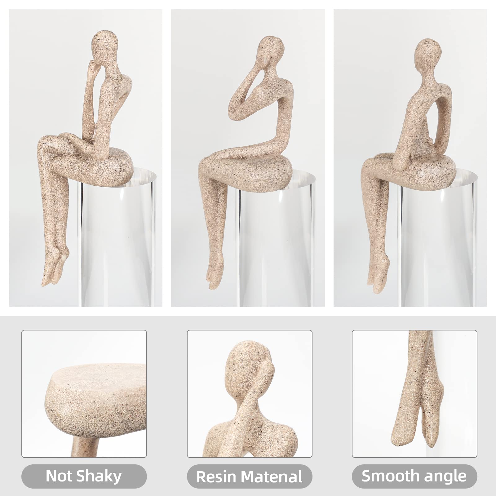 BMLCGJ Statua del pensatore decorazione dorata scultura arte astratta, statuette da collezione in resina dorata per casa, soggiorno, ufficio, scaffale, ottima idea regalo (posizione seduta-arenaria)