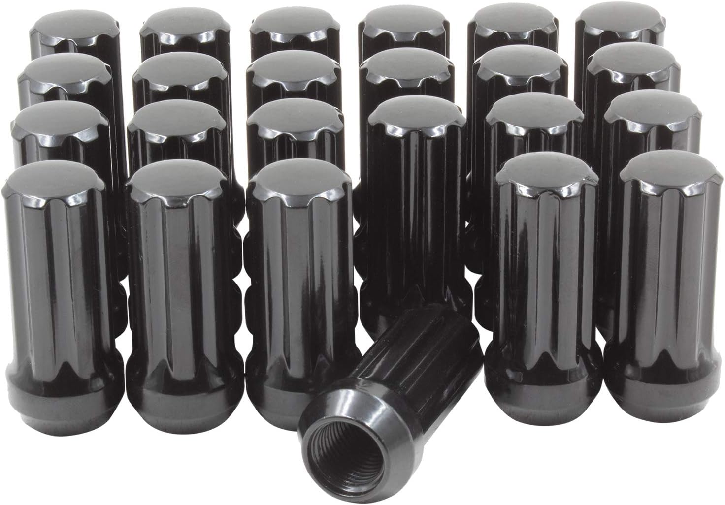 Wheel Accessories Parts Set of 24 14x2.0 Lug Nuts Black 1.90" Long for Truck Small Diameter Lug Nut Closed End Bulge Acorn 7 Spline (M14 x 2.0, Black) : Automotive