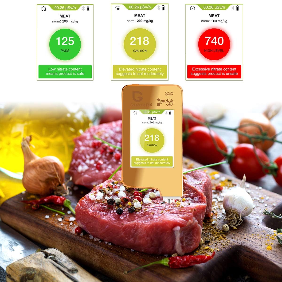 Greennovo Geiger Counter Nitrate Tester Fruit Vegetable Meat TDS Water Tester Radiation Meter Radiation Meter Nitrate Tester Geiger Counter dosimeter