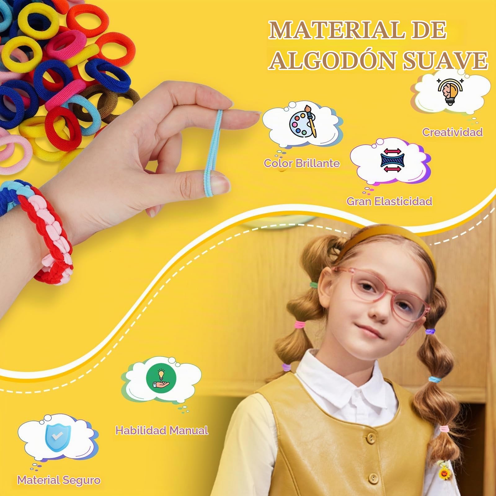 FunzBo Kit de Gomas para Hacer Pulseras 1000pcs, Set de Manualidades para Niñas, Bandas Elásticas de Colores para Crear Joyas y Brazaletes, Juego DIY Creativo, Regalo Original Cumpleaños Niños +6 Años