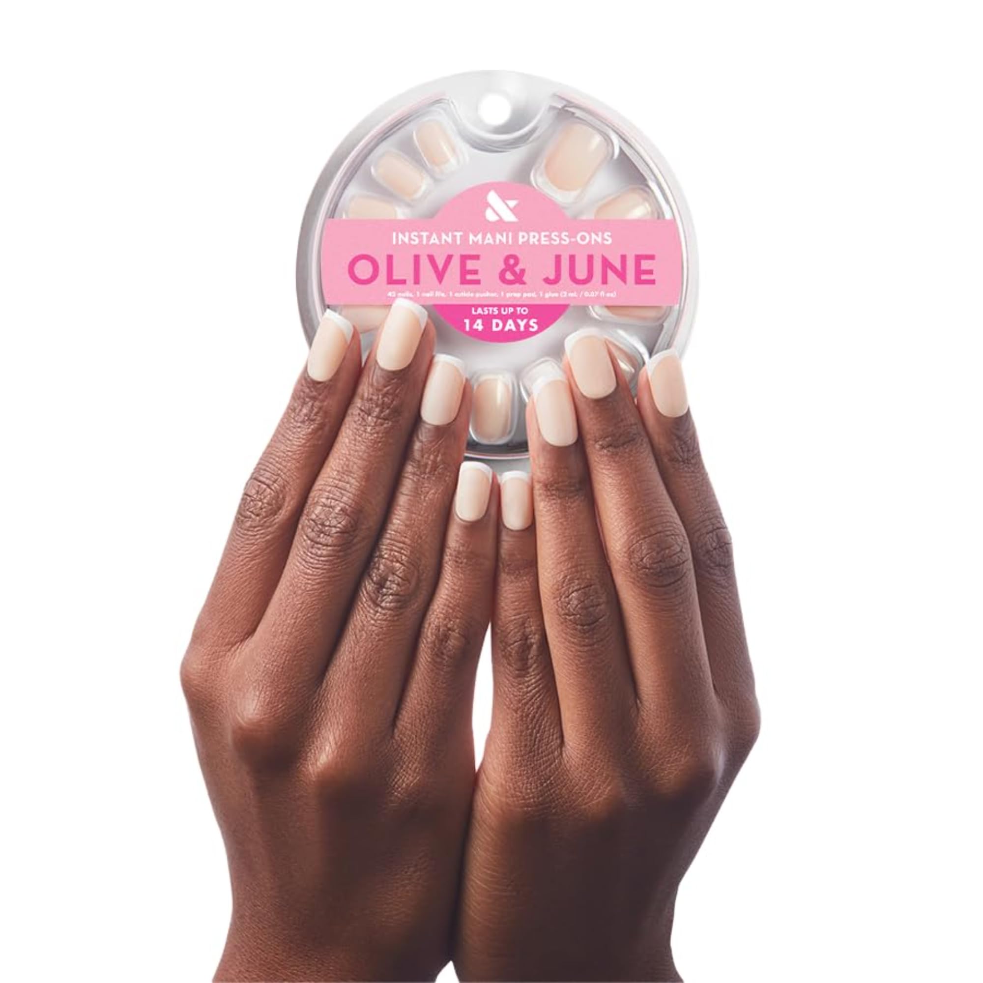 Olive & June Instant Mani Press-On Nails (Glue) | 42 Fake Nails, 21 Sizes | Non-Toxic, Long-Lasting Recycled Materials Realistic Look | Spring Flowers