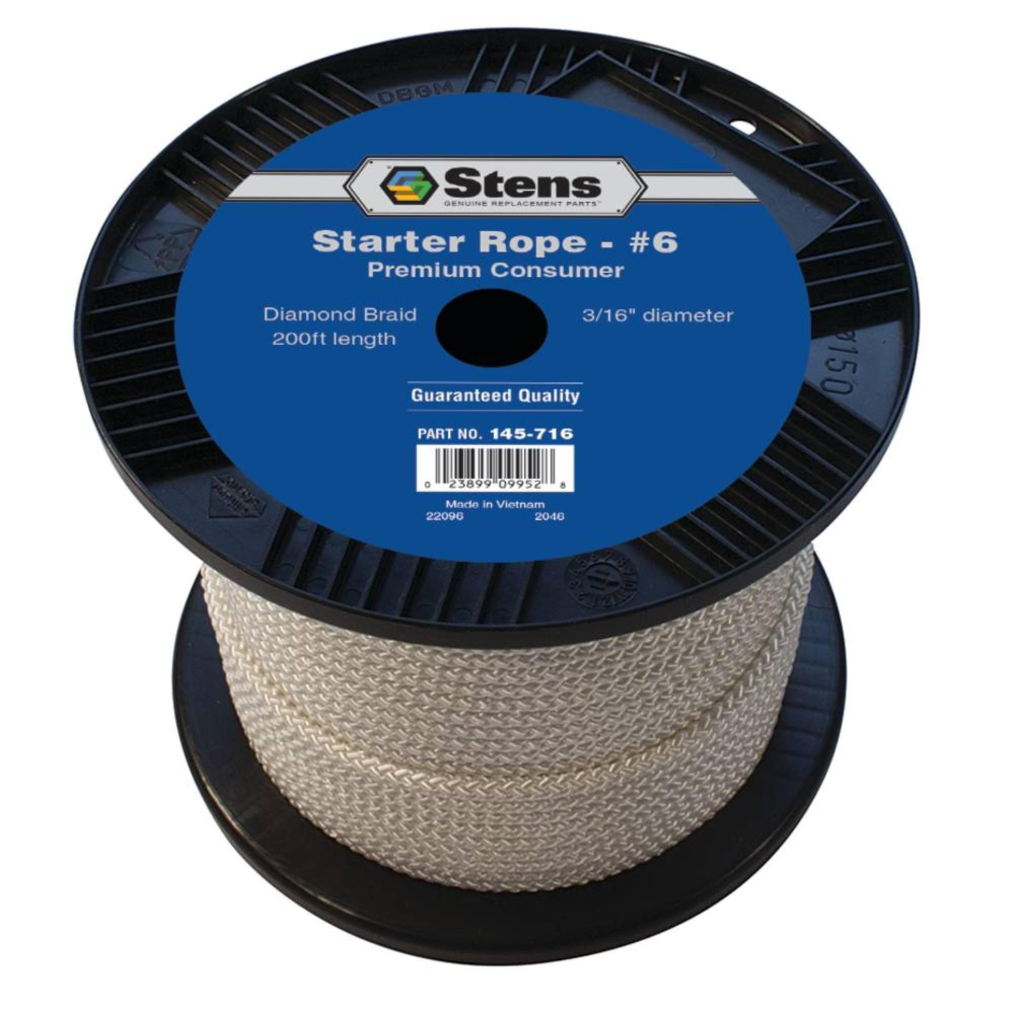 Stens -145-716 Cuerda de Arranque Trenzada de Diamante de 200 pies, 6 Diamantes, EA, 1