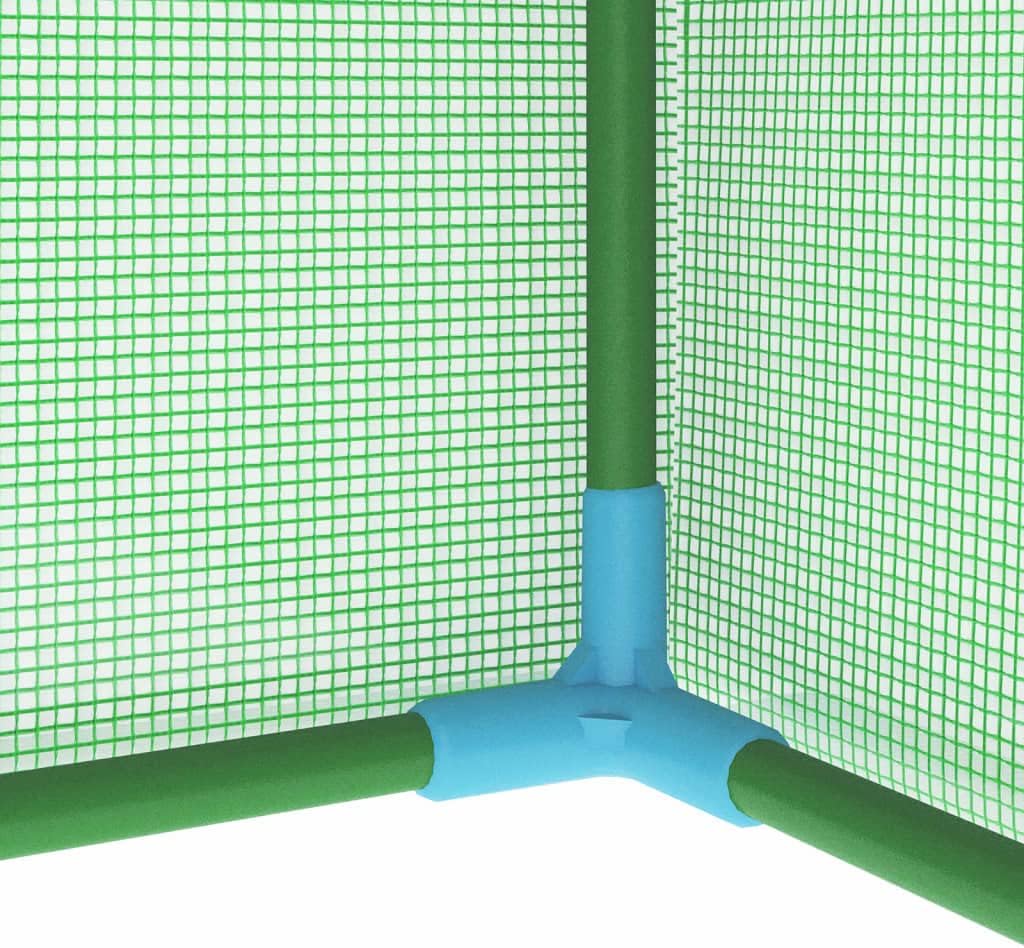 vidaXL Steel Frame Greenhouse – Large Spacious Plant House with Easy Access Door, Durable PE Mesh Fabric Cover, Wind & Rain Protection - Green, 3.3'x1.6'x6.2'