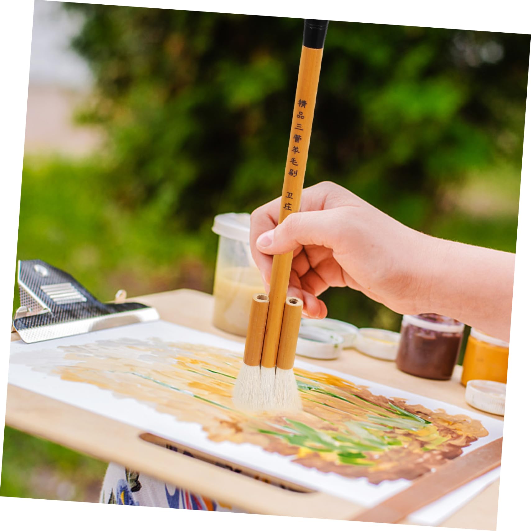 DOITOOL 5 Piezas cepillo de lana brocha cepillo de arte doméstico pequeño pintar de pintura conveniente pincel de dibujo portátil de arte escolar pincel multifunción bambú