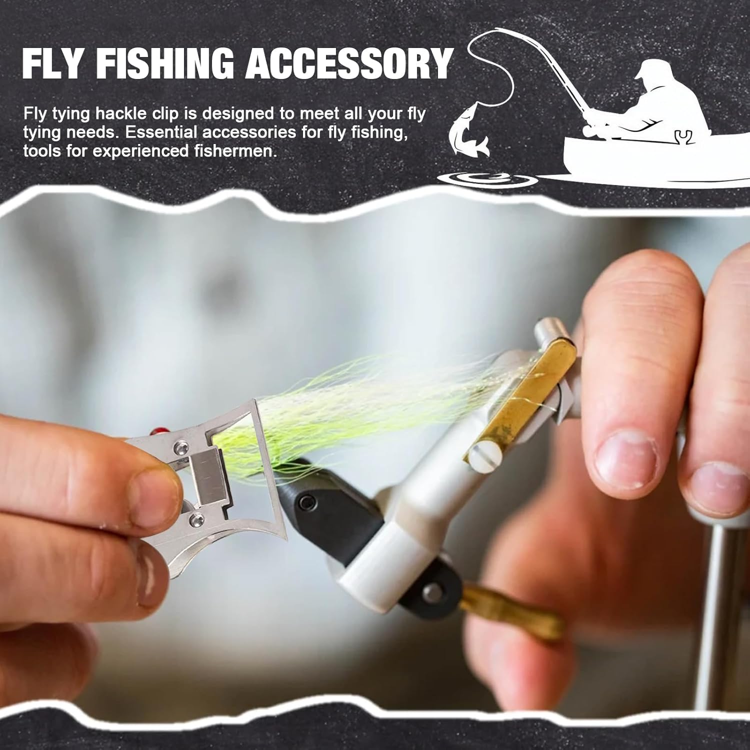 Fly Tying Hackle Clamp, Metal Feather Pliers Fly Tying Hackle Clip, Feather Pliers Accessories for Lure Making Supplies Angler Gifts