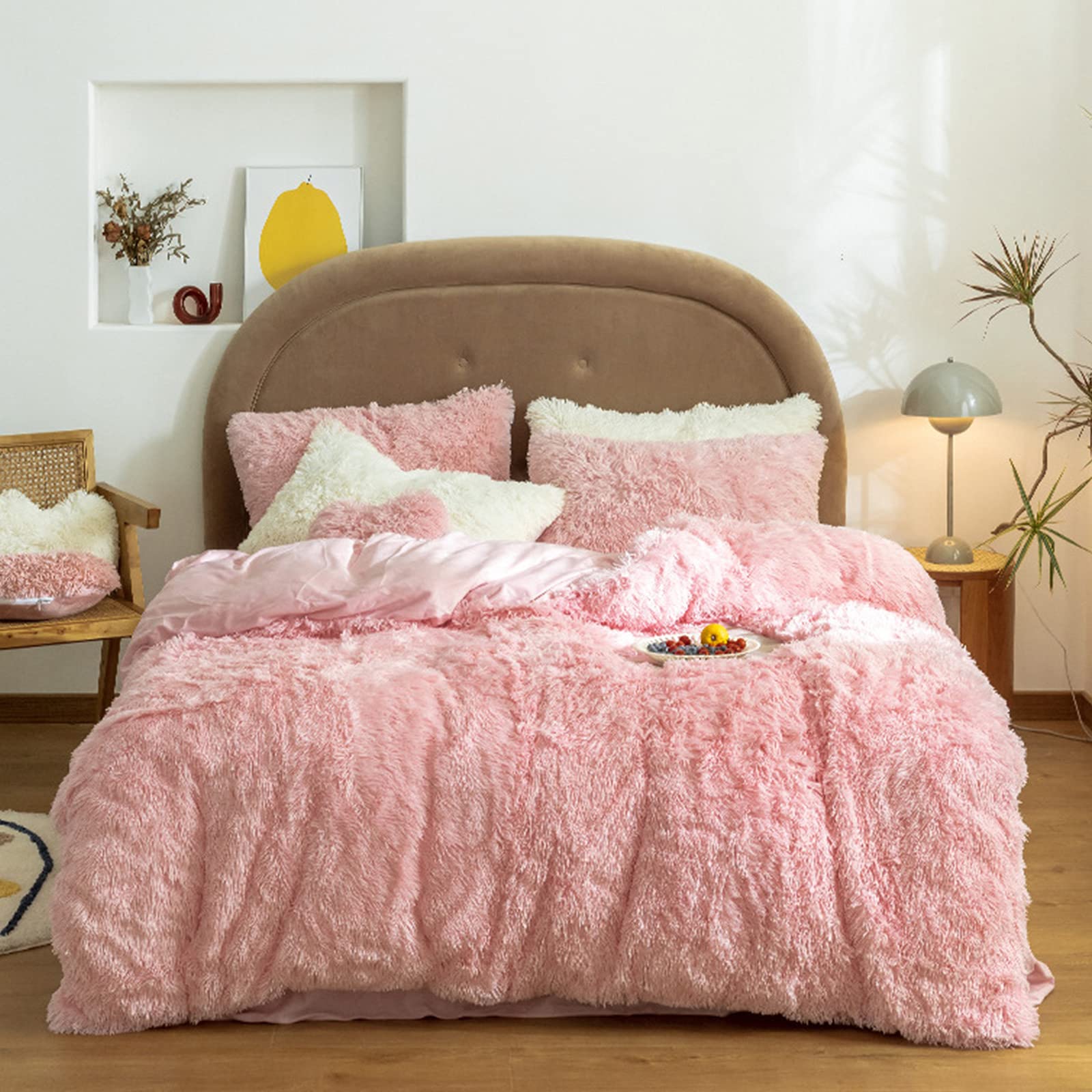 Couverture de couette en peluche shaggy 228x228 cm avec fermeture cachée