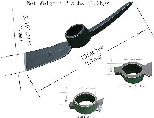 Miniatura 2 de FITOOL Púa de mattock forjada resistente, cabeza de pico poderosa, azada Mattock Pick 2.5LB