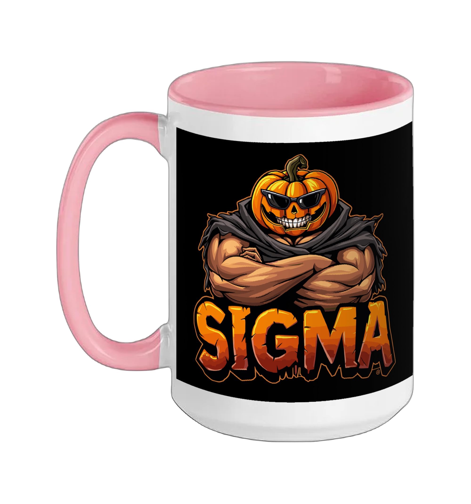 Ceramic Mug, Pink/White, 15oz