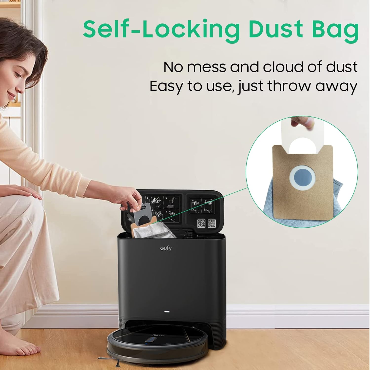 Leemone 10 PACK Dust Bags for eufy Clean G35+, G40+, G40 Hybrid+ Auto-Empty Station, eufy RoboVac Replcement Bags Accessory, 4 Layer Filtration System with Activated Carbon Fabric to Remove Odors