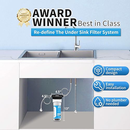 Miniatura 4 de WINGSOL - Filtro de agua de repuesto para debajo del fregadero con material plisado multicapa, elimina el 99.99% de cloro, plomo, metales pesados,