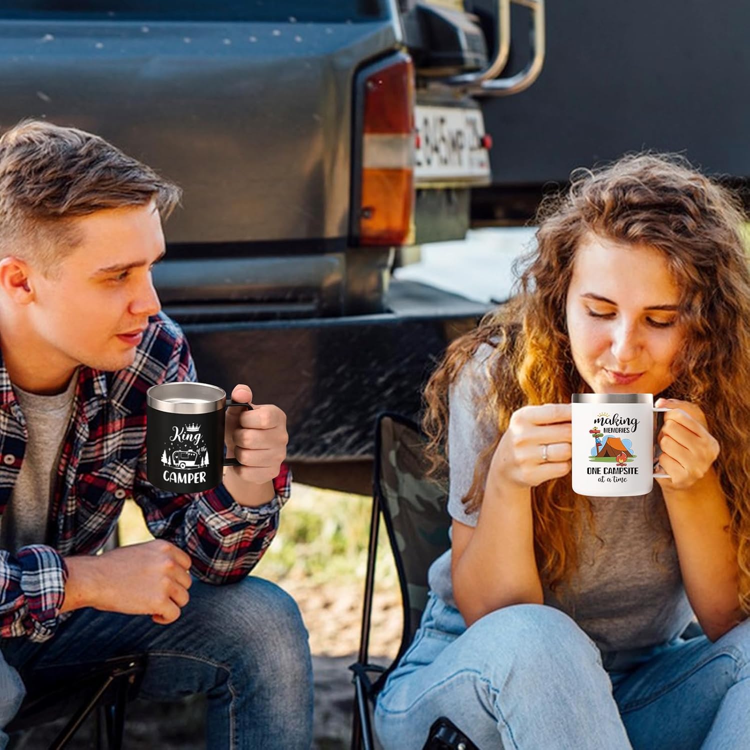 Lifecapido Camping Gifts For Men, King Of The Camper Insulated Coffee Mug 12 oz, Birthday Gift Christmas Gift Camper Gifts for Men Friend Outdoor Camping Lover, Rv Owners, Pinic, Black - Image 3