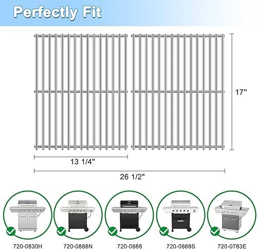 Miniatura 2 de Adviace Piezas de repuesto de parrilla para Nexgrill 720-0888, 720-0888N, 720-0830H modelos de parrilla de gas, rejillas de acero inoxidable de 17