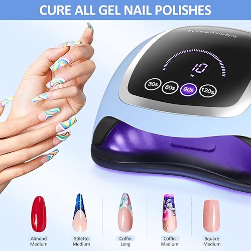Miniatura 5 de Lámpara de uñas LED UV, luz UV rápida de 168 W para uñas, esmalte de gel con 42 cuentas de lámpara, 4 ajustes de temporizador, sensor automático,