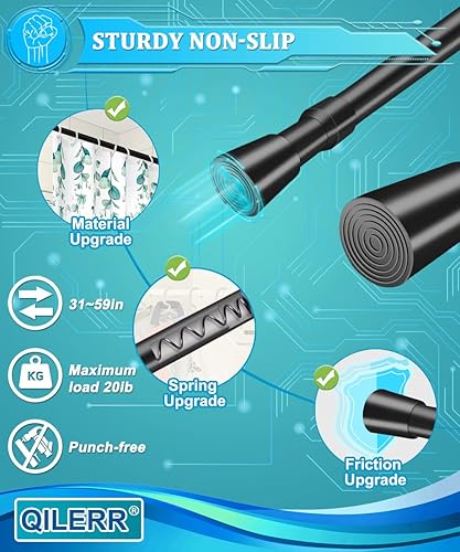 Miniatura 2 de QILERR Barras de tensión pequeñas de 16 a 28 pulgadas, barra de cortina corta ajustable, barras de tensión de resorte resistentes para ventanas,