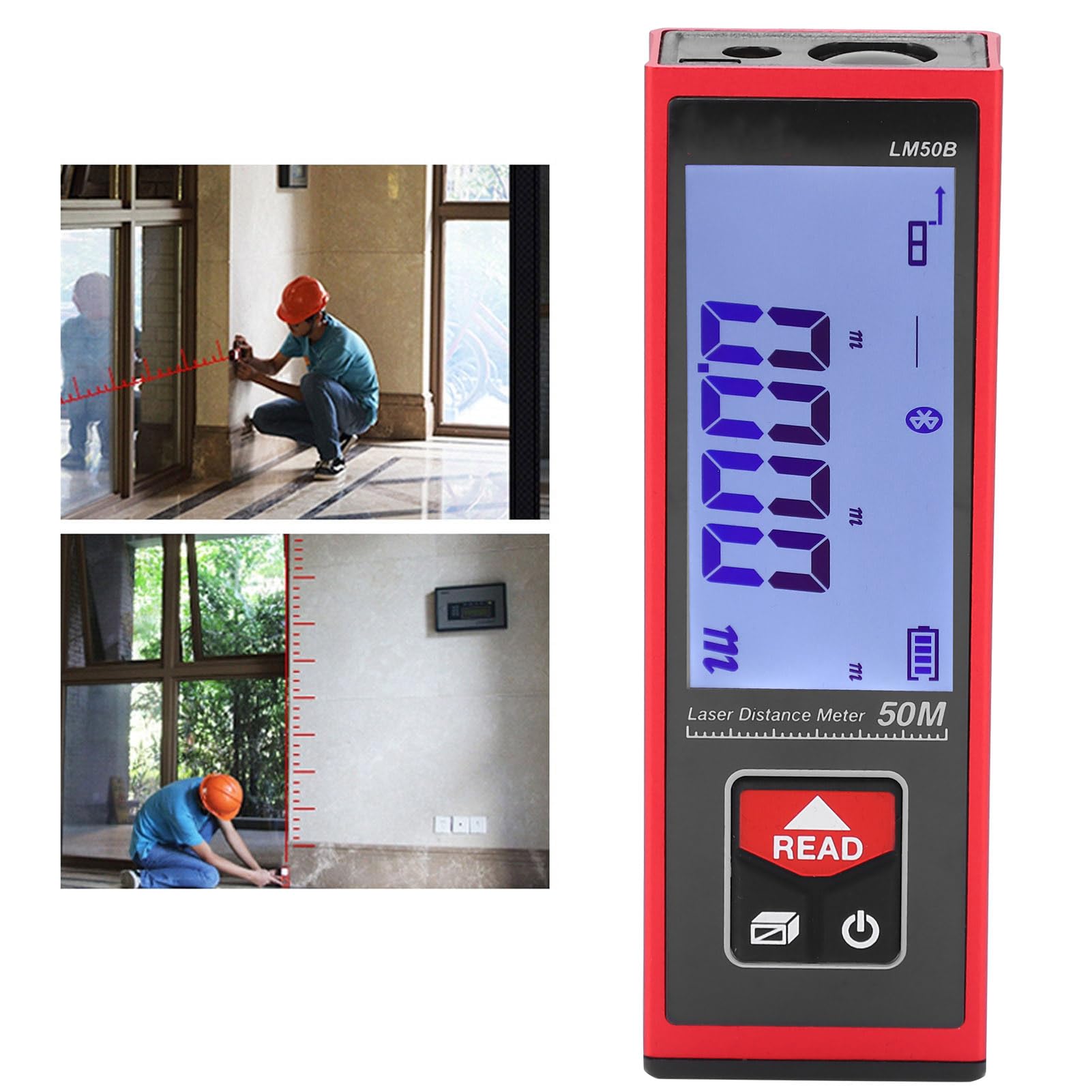 Buscador de Rango láser de Gearwell, medidor de Distancia LM50B 50m, Herramienta de medición de Regla electrónica, Dispositivo de medición láser de Mano, para medición de