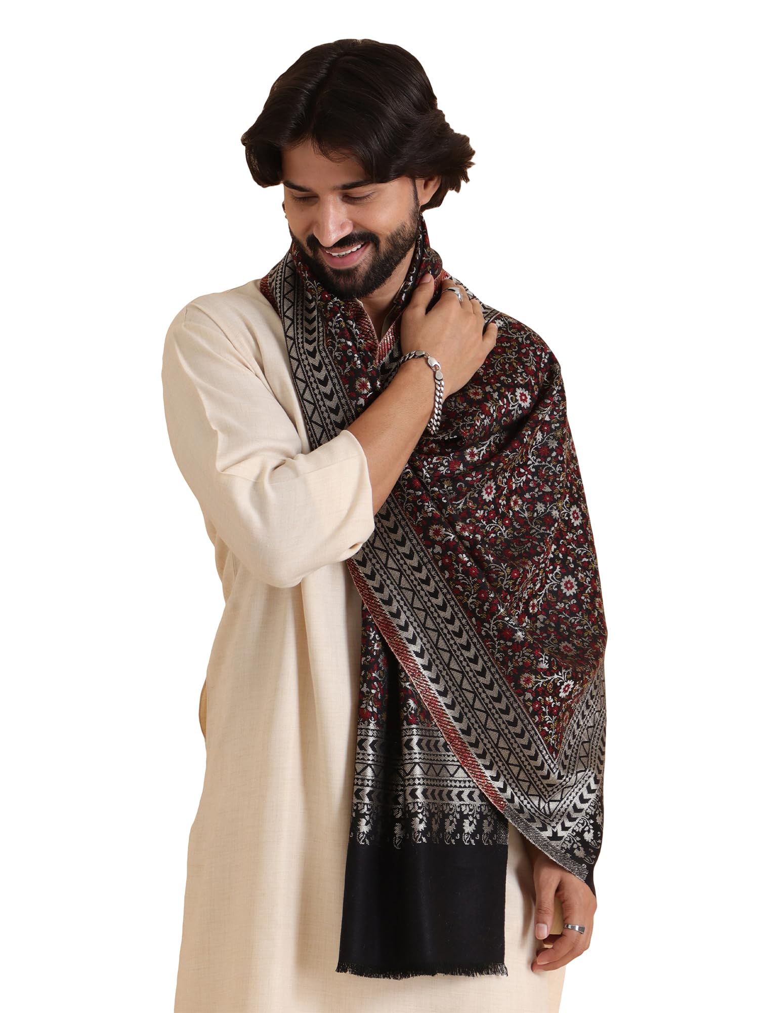 Men’s Ethnic Stole/Muffler/Scarf in Zari Weave, Men’s Dupatta for Kurta, Medium Size (28x80),-image-9