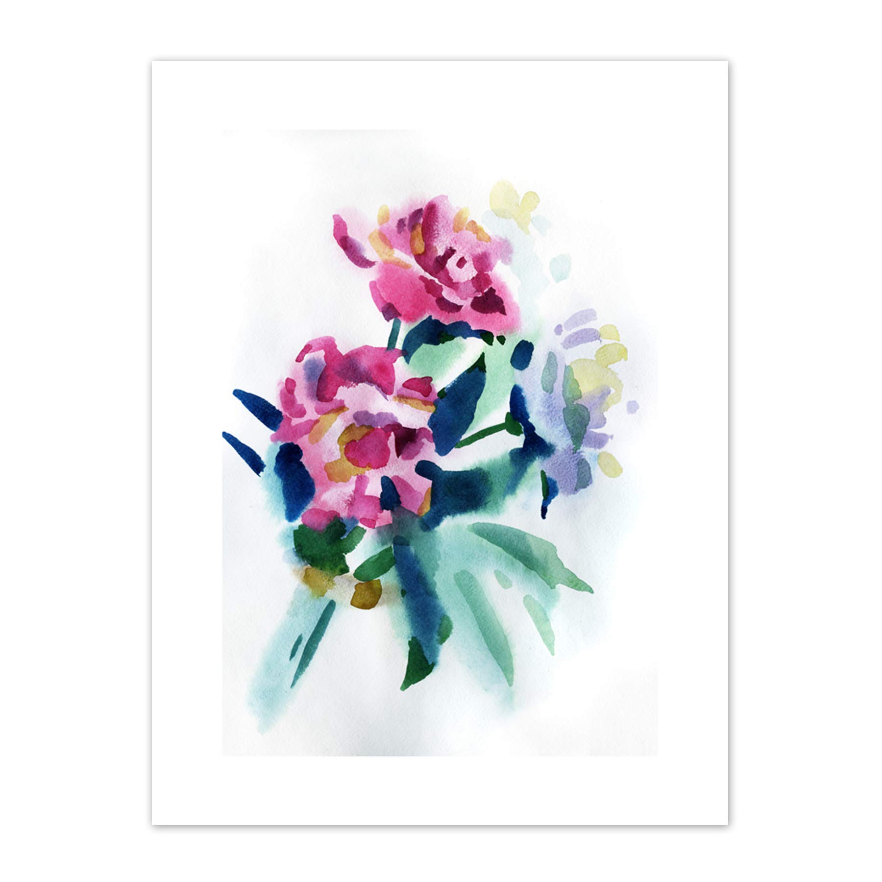 Wee Blue Coo Flower Watercolour Peony Art Print Canvas Premium Wall Decor Poster