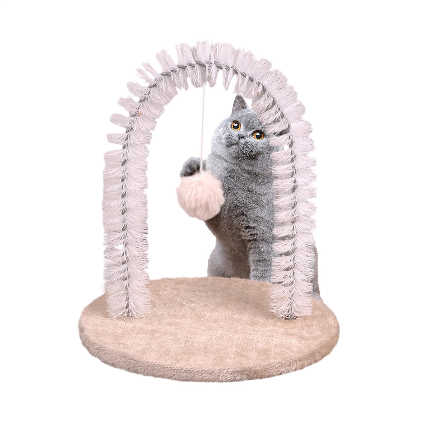 Genérico Cat Rubbing Post - Thick Arch Grooming Frame, Self Scratching Massager Brush, Shedding Hair Remover Board, Indoor Balcony | Cat Grooming Device For Living Room Bedroom Patio