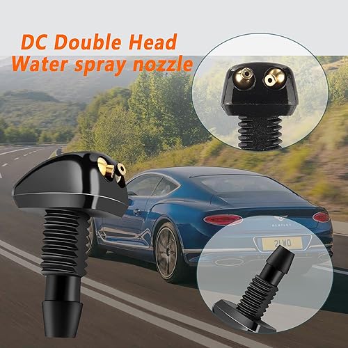 Miniatura 3 de 2 boquillas para limpiaparabrisas delantero (doble agujero), boquilla con patrón de pulverización en forma de ventilador compatible con Ford Honda,