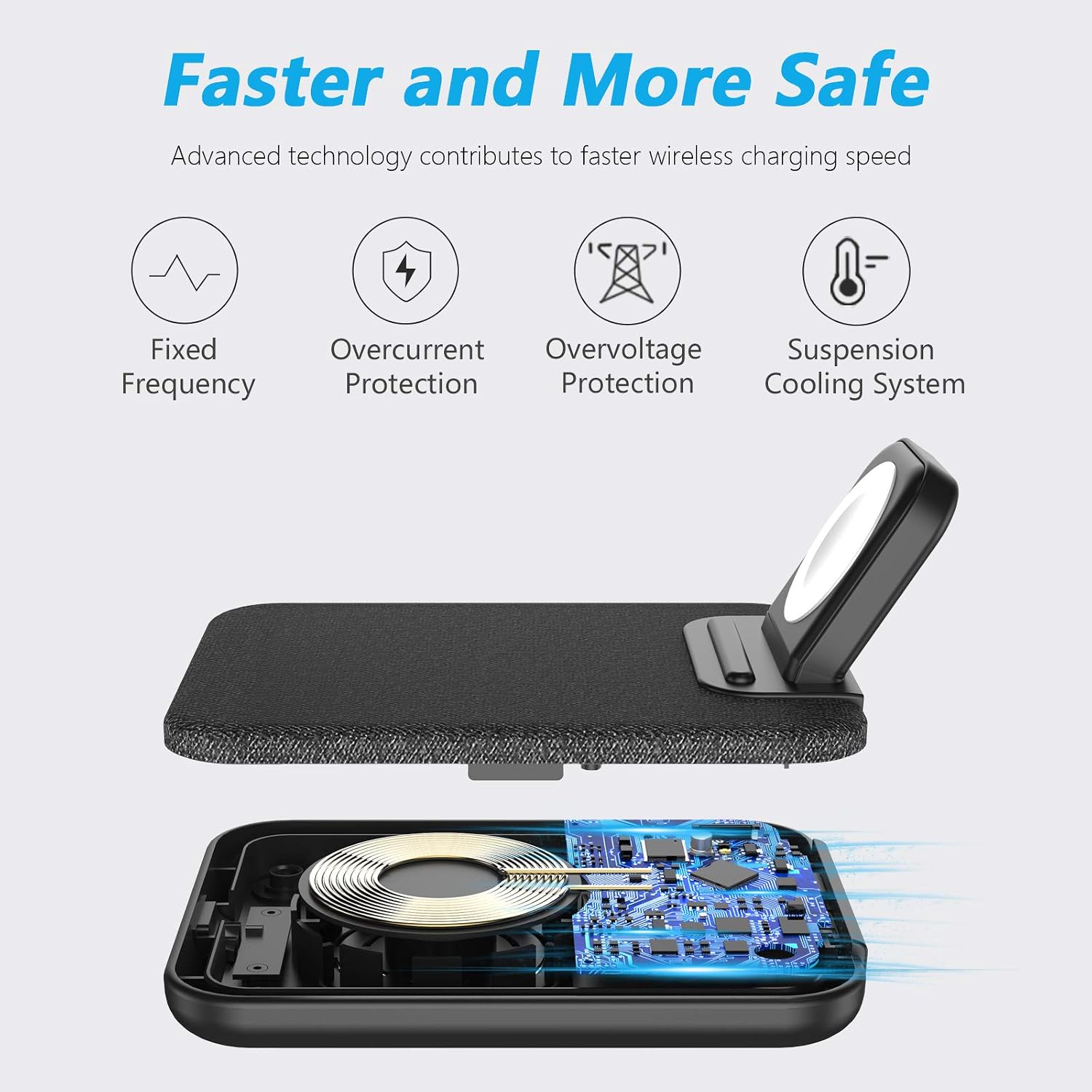 Hot Deals Mangotek 3 in 1 Wireless Charger iPhone Apple Charging Station, MFi Certified Wireless Charging Pad Qi Fast Chargers Stand Dock for iPhone 11/12/11 Pro/SE 2020/XS Max/XR/X/8/8Plus/iWatch/Airpods