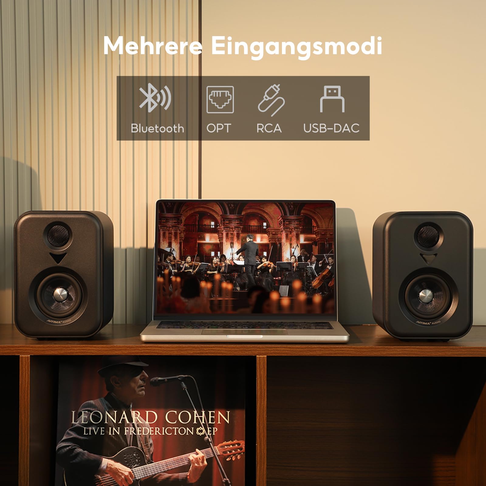 AIYIMA S400 Verbesserte 2.1 Aktiv Regallautsprecher, 3" (7,6 cm) 80 W HiFi Stereo Aktive Lautsprecher, Bluetooth 5.3, Optisch, USB, RCA, Sub-Out, Bluetooth Bookshelf Lautsprecher für PC & Heimkino