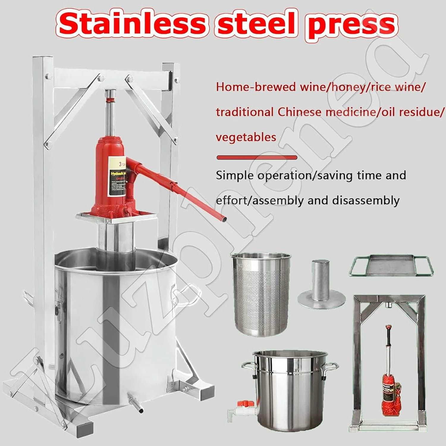 12 L/22 L/36 L Hydraulic Fruit Wine Press, Fruit Press, Crusher for Cider, Manual Press Machine for Home Wineries Restaurants-