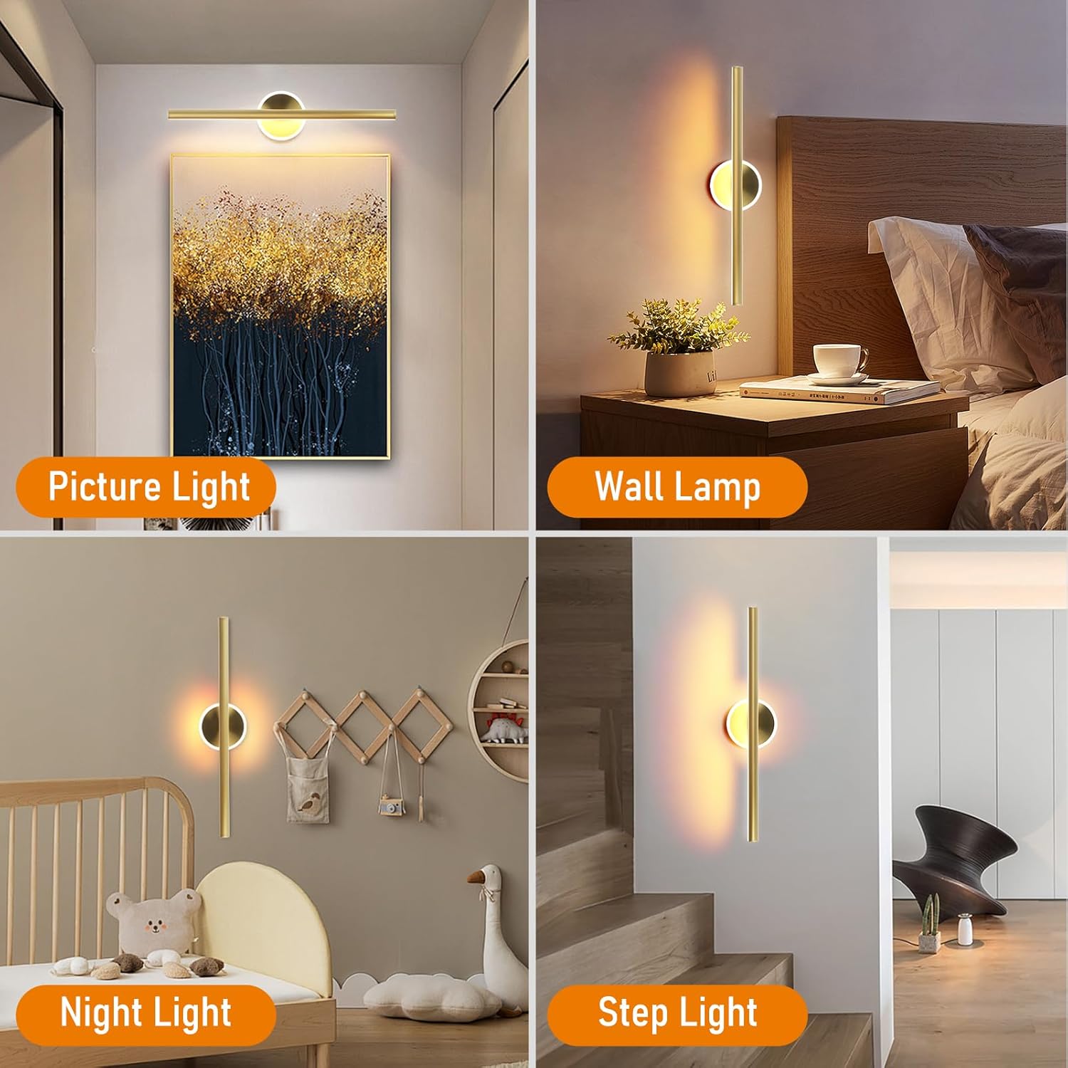 Brass Picture Light, 16inches Battery Operated Picture Light,Wireless Art Light with Remote,Rechargeable Wall Lights for Painting,Gallery,Artwork,Portrait(Brass Gold) Brass Plating 16 inches