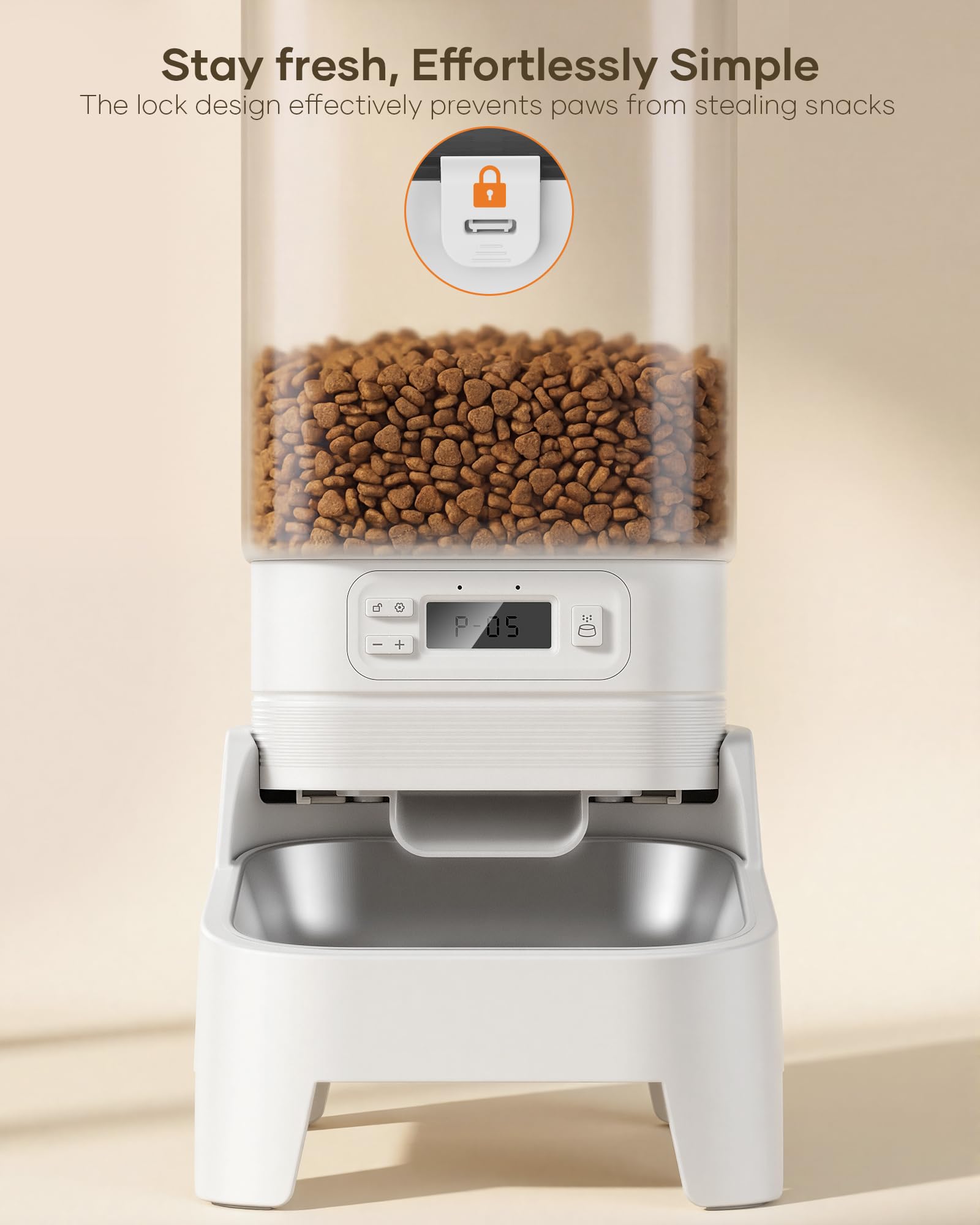 Mangiatoia automatica per cani con supporto rialzato, dispenser di cibo per gatti da 7 litri con grande vassoio per alimenti, alimentatore automatico per gatti a tempo per cibo secco, 6 pasti al