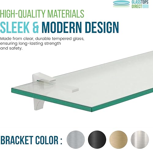 Miniatura 3 de Estante de vidrio flotante transparente de 12 "x 33" en blanco