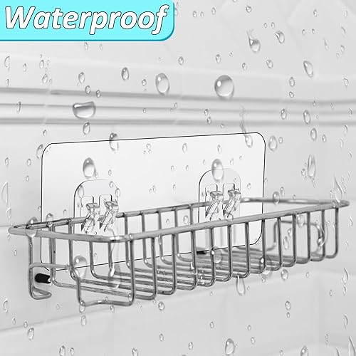 Miniatura 6 de cobee 8 piezas de repuesto adhesivo para regadera, ganchos adhesivos de pared, ganchos adhesivos transparentes y fuertes, ganchos de montaje en