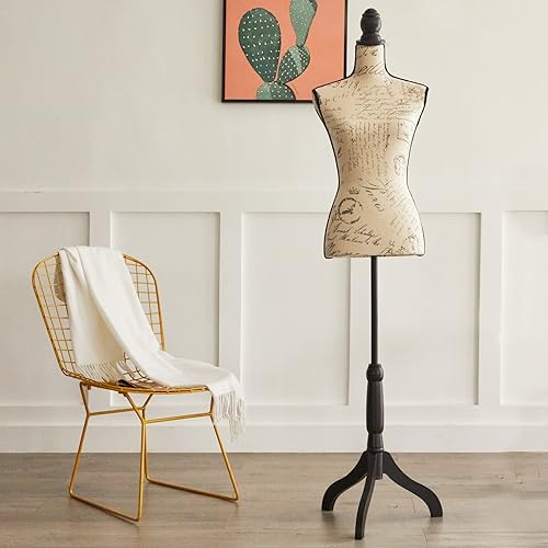 Miniatura 3 de DRDINGRUI Cuerpo de maniquí femenino de pie, altura ajustable de 52 a 67 pulgadas, forma de vestido pinable con base de trípode para exhibición de
