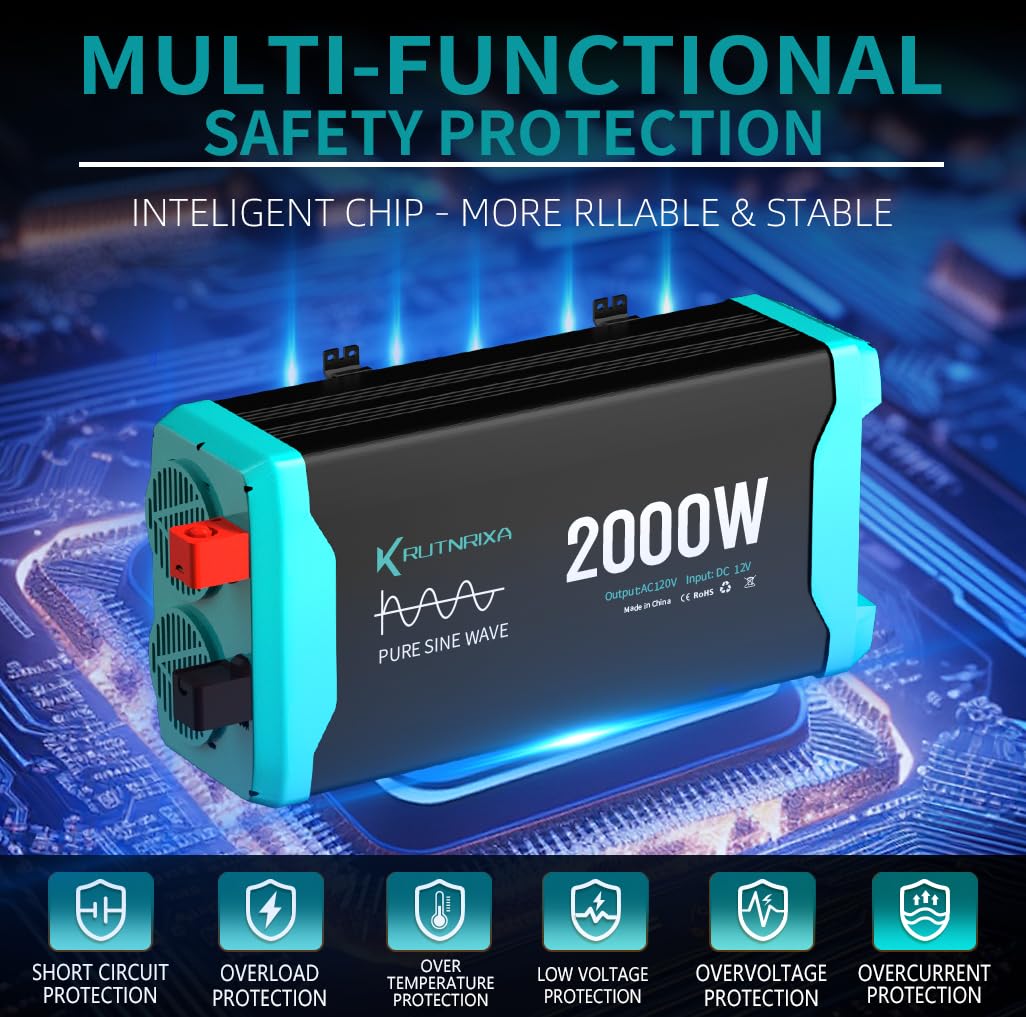 Amazon.co.jp: RUTNRIXA 2000W 純正正弦波インバーター ピーク 4000W