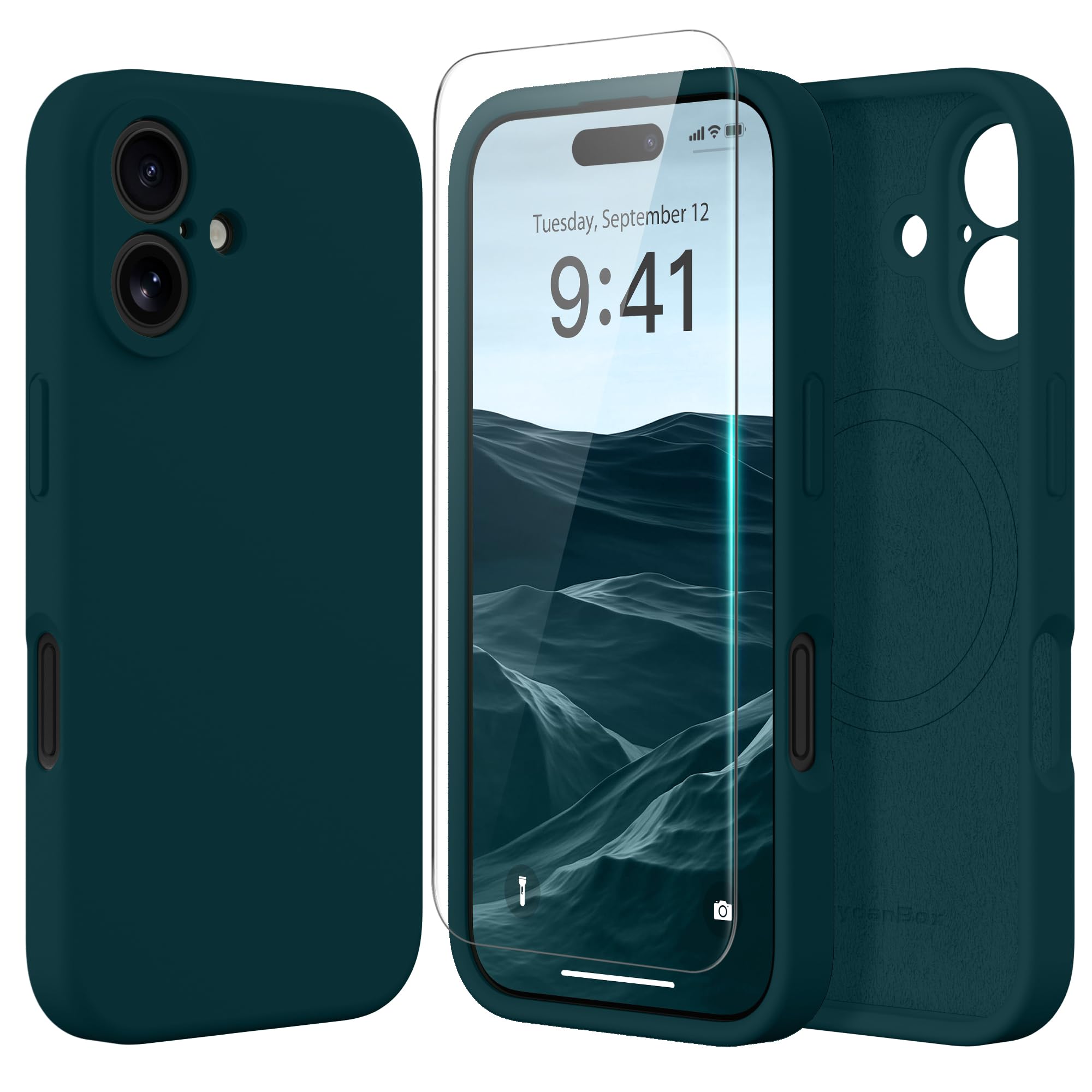 Magnetic for iPhone 16 Plus Case, Compatible with MagSafe, [Full Camera Protection][Screen Protector] Silicone Shockproof Protective Phone Case for iPhone 16 Plus 6.7", Deep Blue
