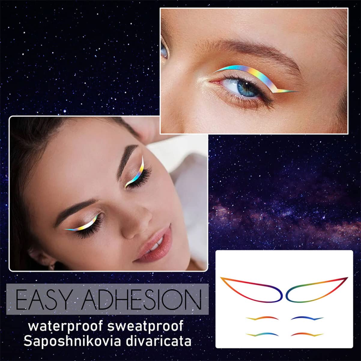 Beavorty 20juegos Eyeliner Stickers Autoadhesivos Para Maquillaje Diseño Para Fiestas Cosplay y Uso Diario